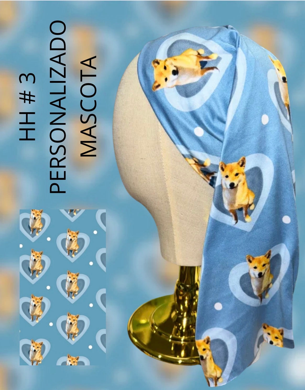 BANDANA PERSONALIZADA MASCOTA AZUL